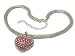 Glamorous Crystal Pink Heart Pendant Mesh Chain Necklace Jewelry