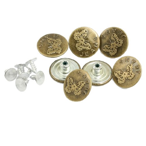 uxcell® Butterfly Pattern Metallic Jeans Tack Buttons Rivet 7PCS Bronze Tone