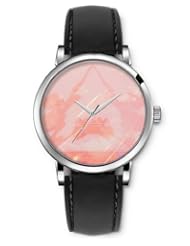 SPRAWL Aanalog Fashion Series Silver Ladies Watches of Genuine Black Leather Strap,Unique Wrist Watch for Women Girls Designed with Christmas tree shape