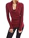 PattyBoutik Women Cowl Neck Tunic Knit Top (Burgundy Large)