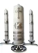 3-pc Wedding Candle Set with Silver Base