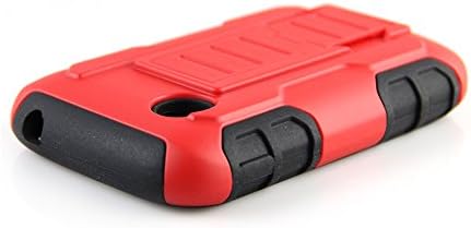 LG 306G, 305C Case, RANZ® HOT RED Rugged Impact Armor Hybrid Kickstand Cover with Belt Clip Holster Case For LG 306G, LG 305C (Tracfone) + Touch Stylus