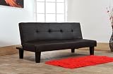 Junior Futon Sofa Bed with Faux Leather Fabric in Black