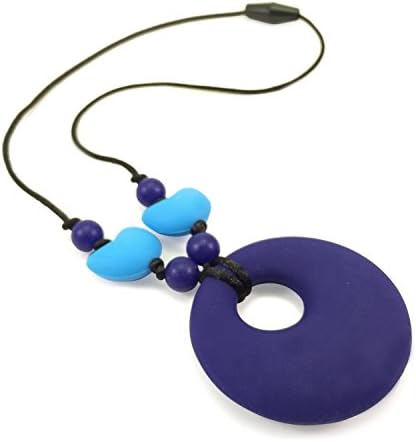 Reba Silicone Teething Nursing Necklace, Safe BPA Free Teething Pain Relief for Baby - 18 Inches 1 7/8 Inches - Navy