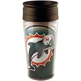 NFL Football Team Logo Vortex 16 Ounce Acrylic Travel Tumbler Glass - Miami Dolphins