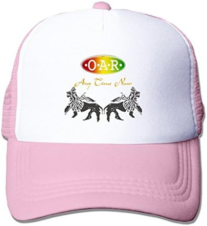 LIANBANG O.A.R Any Time Now Adjustable Printing Snapback Mesh Hat Unisex Adult Baseball Mesh Cap Pink