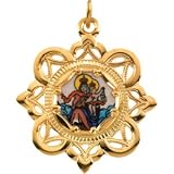 10K Yellow Gold Lady Of Mnt Carmel Enamel Pendant