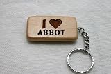 I Love Abbot Wooden Keychain