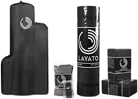 Layato Premium Yoga Starter Kit Bundle - Mat, Carry Bag, 2 Blocks, Towel and Strap