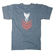 Vintage Blue Naval Rank Insignia Distressed T-shirt