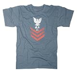 Vintage Blue Naval Rank Insignia Distressed T-shirt
