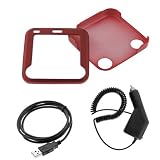 GTMax Rapid Car Charger + Red Rubberized Hard Cover Case + USB Data Cable for Verizon Nokia Twist 7705