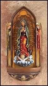 Gifts of Faith Milagros 3pk Holy Water Font, Resin, Saint St. Mary Our Lady of Guadalupe, Digiovanni, St. Mary, Patron Saint of (patronage) Patronage: Americas, Central America, Mexico, Tennessee, New Mexico, New World, Puerto Vallarta, Mexico, California, Spain
