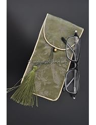 Beautiful Silk Brocade Eyeglass Sunglass Pouch Glasses Protect Bag - Olive by Shanghai Old Street
