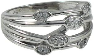 Sterling Silver White CZ Layered Ovals Women Men Girls Unisex Ring (6)