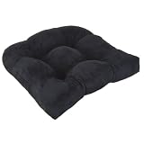 Arlee Chamois Micro Fiber Non Slip Chair Pads (Set of 4), Black by ARLEE HOME FASHIONS