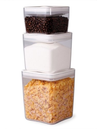 ClickClack Cube Storage Container Set of 3, 1, 2, and 3-1/2-Quart