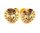 Nautica Pol Hamilton Gold Oxidized Recesses and Center Anchor Cufflink w/Stars
