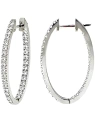 1.30 CT TW Inside/Outside Round Diamond Hoop Earrings in 14k White Gold