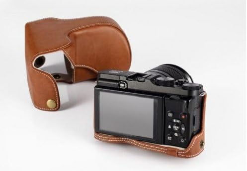 Light brown color PU Leather Camera Case Bag Cover For Fujifilm Fuji X-M1 X-A1 XM1 XA1 Camera with a shoulder strap