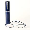 Classic Spring Hinged Reading Glass with Metal Case (5 3/4h x 1w) - Navy +1.25