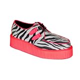 V-CREEPER-507UV, Men's 2 Platform UV Reaction Zebra Veggie Creepers Shoes by Demonia