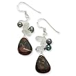 Sterling Silver Sea Agate/Clear Quartz/Cultured Pearl Earrings