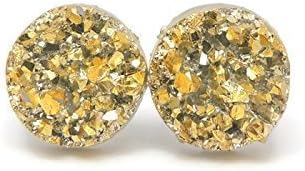 Pretty SmartPretty Smart Faux Druzy Stone Earrings on Hypoallergenic Plastic Posts, 10mm (Gold)