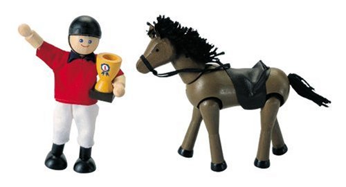 Childrens Toyshop  Toys : Plan Toys 73410: Horse & Rider (Wooden Dollhouse Accessory)