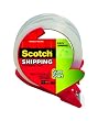 Scotch Sure Start Shipping Packaging Tape with Dispenser, 1.88 Inches x 38.2 Yards, 1 Roll with Dispenser (3450S-RD)