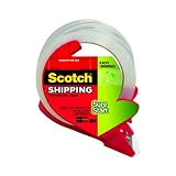 Scotch Sure Start Shipping Packaging Tape with Dispenser, 1.88 Inches x 38.2 Yards, 1 Roll with Dispenser (3450S-RD)