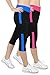 iloveSIA 2PACK Women's Capri Yoga Running Pants Leggings Blue+Rose L