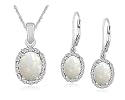 Sterling Silver Created-Opal Leverback Earrings w/ Pendant Set, 18"