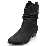 MQ23 Damen Stiefeletten in Western Style mit Blockabsatz MQ1283 Black Gr. 38