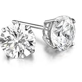 1 Carat Round Cubic Zirconia CZ Earrings Solid Sterling Silver Setting