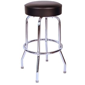 Jet Black Chrome 30 Inch Swivel Bar Stool - Made in USA 