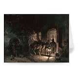 In front of the Pub, 1843 (oil on canvas) .. - Greeting Card (Pack of 2) - 7x5 inch - Art247 - Standard Size - Pack Of 2