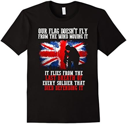 Men's British Army Dead Soldiers Tribute with UK Flag T-shirt Large Black
