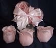 Scented Rose Shaped Soaps in Heart Box - Pink with Satin Ribbon & Thank You Card - Wedding Favors
