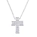 Ladies Rhodium Chunky Cross Clear Crystal Necklace
