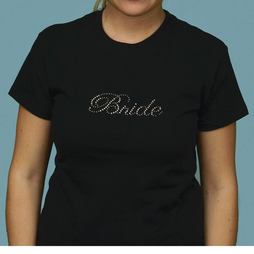 Black Size Large Bride Rhinestone T-shirt