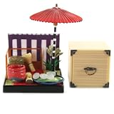 Wa no Takumi Tea Room Mini Furnature Trading Figure - Outdoor Backdrop - Green leaf with White Dumplings (2" Scene)IMAGE