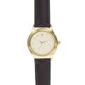 Women's Round Gold Footsteps Diamond & Cross Accent Watch - Brown