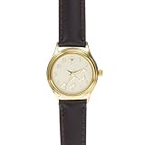 Women's Round Gold Footsteps Diamond & Cross Accent Watch - Brown