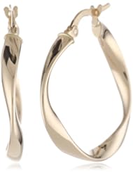 Duragold 14k Yellow Gold Polished Twisted Round Hoop Earrings