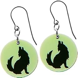 Handcrafted Howling Wolf Glow in the Dark Earrings
