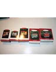 Home: Hallmark Yuletide Central Ornaments Series (5 Ornaments, Complete Set) 1994 Locomotive, 1995 coal car, 1996 mail car, 1997 toy car, 1998 caboose - hallmark