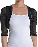Fashion Secrets Junior`s Sheer Chiffon Bolero Shrug Jacket Cardigan 3/4 Sleeve