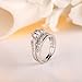 Bamoer Set of 2 18K White Gold Plated Princess Cut Big Round Cubic Zirconia 3 Stone Engagement Wedding Ring Set for Her Women Girls Sizes 6 to 9