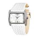 AK Anne Klein Women's Trend Silver Square Case White Strap Watch #109077MPWT
